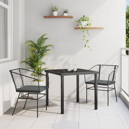 Qnhdfrt 2er Set Gartenstühle Schwarz Modern Outdoor mit Sitzkissen – Robustes PE-Rattan und Pulverbeschichtung für Balkon Terrasse Garten, Bequem und Wetterfest Qnhdfrt 2er Set Gartenstühle Schwarz Modern Outdoor mit Sitzkissen – Robustes PE-Rattan und Pulverbeschichtung für Balkon Terrasse Garten, Bequem und Wetterfest von Qnhdfrt