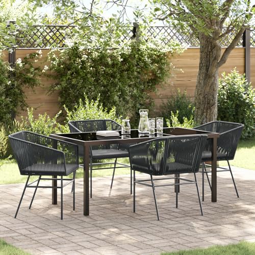 Qnhdfrt 2er Set Gartenstühle Schwarz PE-Rattan mit Kissen Modernes Design Stabiles Gestell für Terrasse Balkon Garten von Qnhdfrt