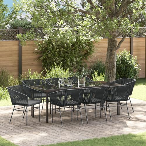 Qnhdfrt 2er Set Gartenstühle Schwarz Poly Rattan Outdoor Möbel mit Kissen für Terrasse Balkon Garten Modernes Design von Qnhdfrt