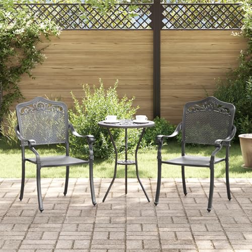Qnhdfrt 2er Set Gartenstühle Schwarz Stapelbar aus Aluminiumguss - Moderner Outdoor Stuhl für Balkon Terrasse Garten Qnhdfrt 2er Set Gartenstühle Schwarz Stapelbar aus Aluminiumguss - Moderner Outdoor Stuhl für Balkon Terrasse Garten von Qnhdfrt