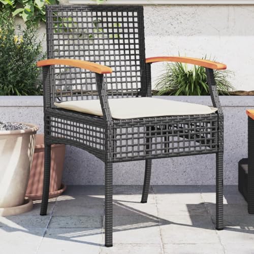 Qnhdfrt 2er Set Gartenstühle Schwarz mit Cremeweißen Kissen PE-Rattan Akazienholz Outdoor Sessel Robust für Garten Balkon Terrasse Qnhdfrt 2er Set Gartenstühle Schwarz mit Cremeweißen Kissen PE-Rattan Akazienholz Outdoor Sessel Robust für Garten Balkon Terrasse von Qnhdfrt