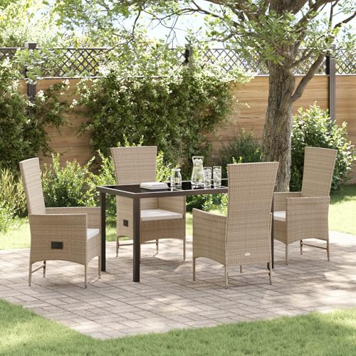 Qnhdfrt 2er Set Gartenstühle mit Kissen Beige PE Rattan Modern Leicht Verstellbare Rückenlehne Outdoor Möbel für Garten Balkon Terrasse von Qnhdfrt