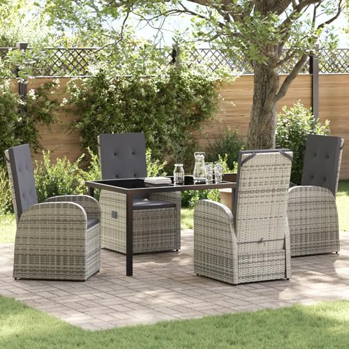 Qnhdfrt 2er Set Gartenstuhl Grau mit Kissen Synthetisches Poly Rattan, Leicht und Robust, Verstellbare Rückenlehne für Balkon Terrasse Garten Outdoor Möbel Qnhdfrt 2er Set Gartenstuhl Grau mit Kissen Synthetisches Poly Rattan, Leicht und Robust, Verstellbare Rückenlehne für Balkon Terrasse Garten Outdoor Möbel von Qnhdfrt