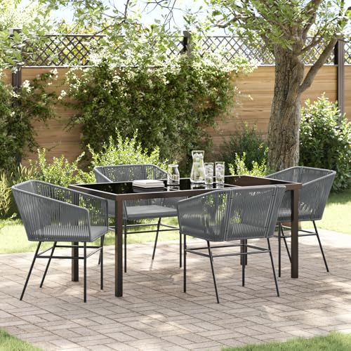 Qnhdfrt 2er Set Gartenstuhl Grau mit Kissen aus Poly Rattan Outdoor Stühle für Garten und Balkon mit Pulverbeschichtetem Stahlrahmen Bequem und Wetterbeständig von Qnhdfrt