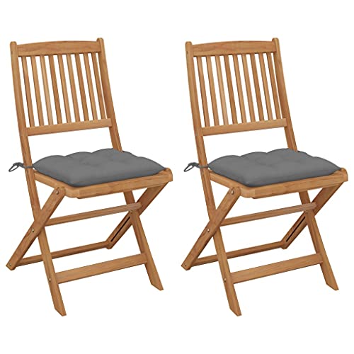 Qnhdfrt 2er Set Klappbare Gartenstühle mit Sitzkissen Grau Massivholz Akazie Faltbare Stühle für Garten Balkon Outdoor Qnhdfrt 2er Set Klappbare Gartenstühle mit Sitzkissen Grau Massivholz Akazie Faltbare Stühle für Garten Balkon Outdoor von Qnhdfrt