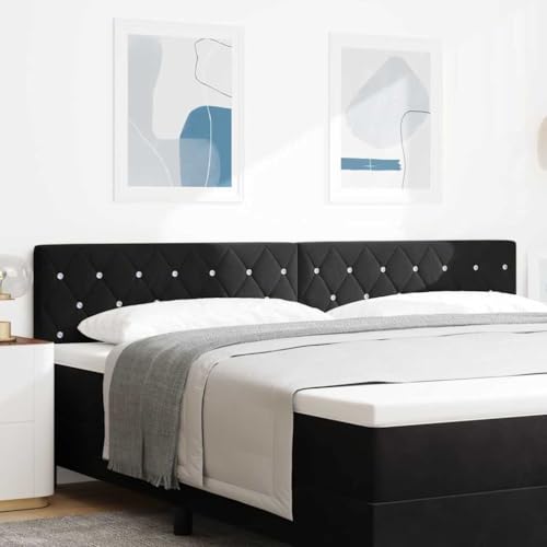 Qnhdfrt 2er Set Kopfteil massiv Schwarz 100 x 40 cm höhenverstellbar 78-88 cm Bett Rückenlehne aus Kiefer & Polyester für modernes Schlafzimmer von Qnhdfrt