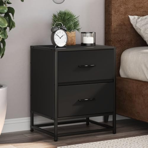 Qnhdfrt 2er Set Nachttisch Schwarz mit 2 Schubladen Schmal 40x31x50 cm Holzwerkstoff Modernes Design für Schlafzimmer und Wohnzimmer von Qnhdfrt