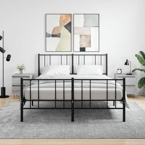 Qnhdfrt 2er Set Nachttische Grau Sonoma 40x35x50 cm mit 2 Schubladen Schmaler Beistelltisch aus Holzwerkstoff für Schlafzimmer Modernes Design von Qnhdfrt