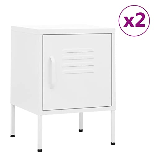 Qnhdfrt 2er Set Nachttische Weiß aus Stahl 35x35x51 cm Schmaler Beistelltisch mit Verstellbarem Boden und Schloss für Schlafzimmer Qnhdfrt 2er Set Nachttische Weiß aus Stahl 35x35x51 cm Schmaler Beistelltisch mit Verstellbarem Boden und Schloss für Schlafzimmer von Qnhdfrt