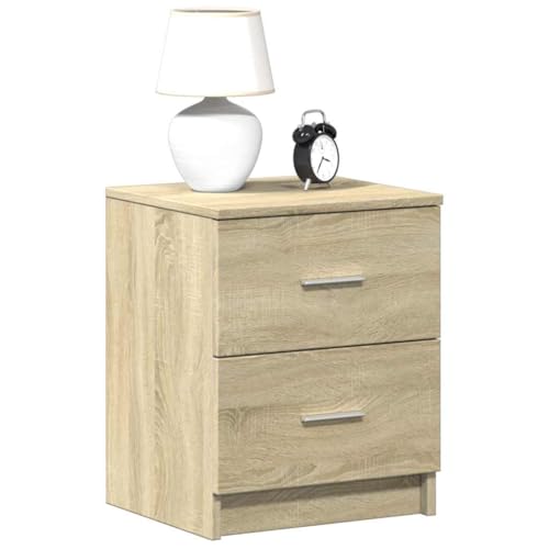 Qnhdfrt 2er Set Nachttische mit 2 Schubladen Holzwerkstoff Sonoma-Eiche 40x36x50 cm Langlebiges Design für Schlafzimmer Möbel von Qnhdfrt