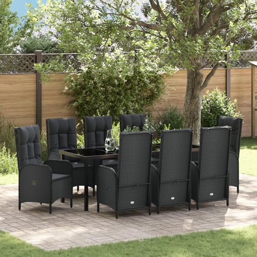 Qnhdfrt 2er Set Outdoor Stühle Schwarz Poly Rattan Gartenstühle mit abnehmbaren Kissen, Stahlrahmen, ergonomisches Design für Terrasse Balkon Garten von Qnhdfrt