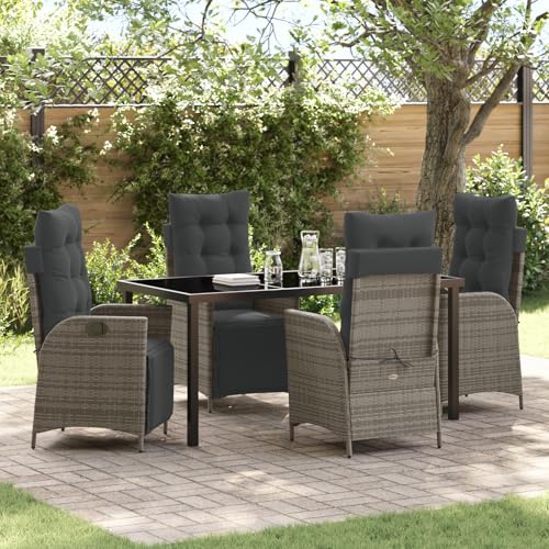 Qnhdfrt 2er-Set Relaxliegestühle Outdoor Grau Poly Rattan mit Kissen Verstellbare Gartenliege für Terrasse Balkon Qnhdfrt 2er-Set Relaxliegestühle Outdoor Grau Poly Rattan mit Kissen Verstellbare Gartenliege für Terrasse Balkon von Qnhdfrt