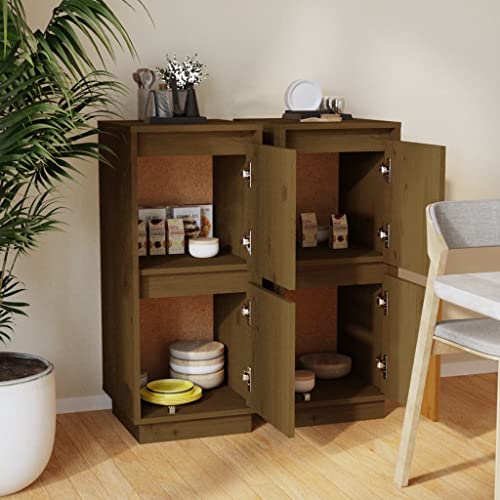 Qnhdfrt 2er Set Sideboard Schrank Beistellschrank Honigbraun aus Massivholz Kiefer und MDF 31,5x34x75 cm mit Schwebefüßen für Wohnzimmer Flur Küche Esszimmer Qnhdfrt 2er Set Sideboard Schrank Beistellschrank Honigbraun aus Massivholz Kiefer und MDF 31,5x34x75 cm mit Schwebefüßen für Wohnzimmer Flur Küche Esszimmer von Qnhdfrt