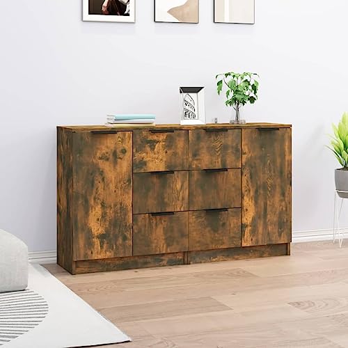 Qnhdfrt 2er Set Sideboards Schränke Räuchereiche Holzwerkstoff 60x30x70 cm Stauraum Multifunktional für Wohnzimmer Küche Flur Qnhdfrt 2er Set Sideboards Schränke Räuchereiche Holzwerkstoff 60x30x70 cm Stauraum Multifunktional für Wohnzimmer Küche Flur von Qnhdfrt