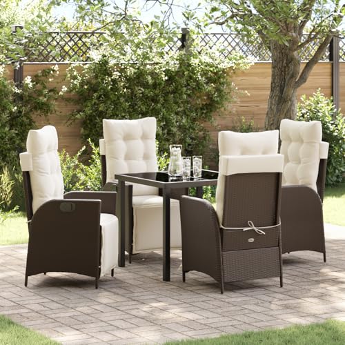 Qnhdfrt 2er Set Verstellbarer Gartenliegestuhl Braun mit Cremekissen aus PE-Rattan Outdoor für Terrasse Garten und Balkon Modernes Design Robust Stabile Konstruktion von Qnhdfrt