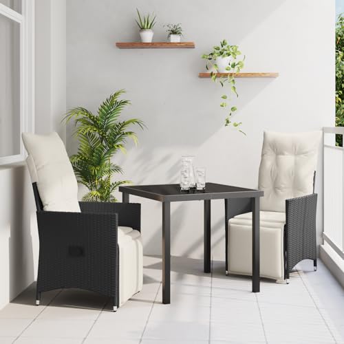 Qnhdfrt 2er Set Verstellbarer Gartenstuhl Schwarz PE Rattan mit Kissen, Höhenverstellbare Rückenlehne und Fußstütze für Garten Balkon Terrasse, Modern Robust und Langlebig Qnhdfrt 2er Set Verstellbarer Gartenstuhl Schwarz PE Rattan mit Kissen, Höhenverstellbare Rückenlehne und Fußstütze für Garten Balkon Terrasse, Modern Robust und Langlebig von Qnhdfrt