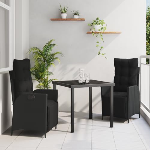 Qnhdfrt 2er Set Verstellbarer Gartenstuhl Schwarz Poly-Rattan mit Cremefarbenen Kissen Modernes Design Robust UV-beständig für Terrasse Balkon Garten Qnhdfrt 2er Set Verstellbarer Gartenstuhl Schwarz Poly-Rattan mit Cremefarbenen Kissen Modernes Design Robust UV-beständig für Terrasse Balkon Garten von Qnhdfrt