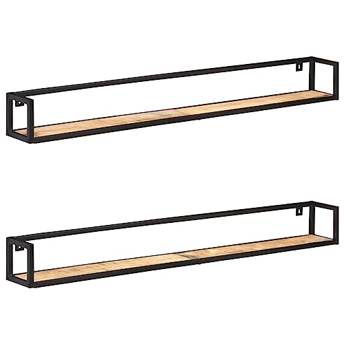 Qnhdfrt 2er Set Wandregal Industrial Style aus Raues Mangoholz 160 cm Wandregale für Wohnzimmer Küche Bad von Qnhdfrt