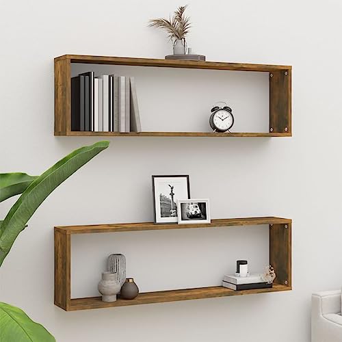 Qnhdfrt 2er Set Wandregal Räuchereiche Holzwerkstoff 100x15x30 cm Schwebendes Regal für Wohnzimmer Bad Bücher Dekoration Qnhdfrt 2er Set Wandregal Räuchereiche Holzwerkstoff 100x15x30 cm Schwebendes Regal für Wohnzimmer Bad Bücher Dekoration von Qnhdfrt