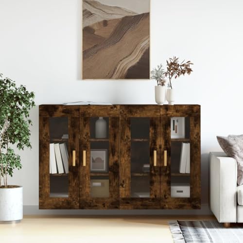 Qnhdfrt 2er Set Wandschränke Räuchereiche Holzwerkstoff mit Glastüren für Wandmontage 69,5x34x90cm Aufbewahrungsschrank Vitrine Sideboard Aufsatz vielseitig Wohnzimmer Küche Flur Qnhdfrt 2er Set Wandschränke Räuchereiche Holzwerkstoff mit Glastüren für Wandmontage 69,5x34x90cm Aufbewahrungsschrank Vitrine Sideboard Aufsatz vielseitig Wohnzimmer Küche Flur von Qnhdfrt