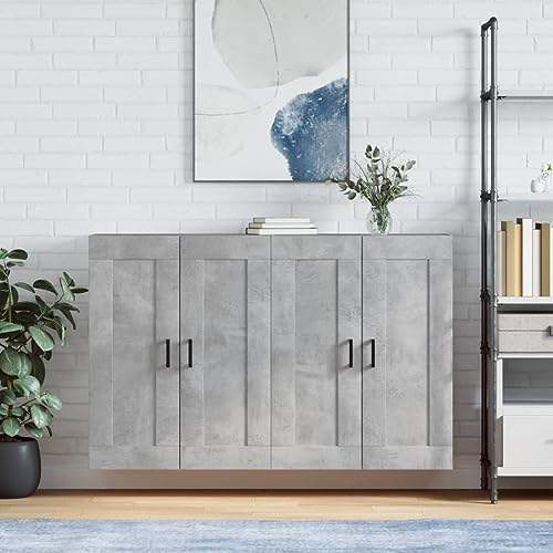 Qnhdfrt 2er Set Wandschrank Betongrau 69,5x34x90 cm aus Holzwerkstoff und Eisen Industrial Sideboard Wohnzimmer Küche Flur platzsparendes Aufbewahrungsmöbel für Living Room Bedroom and Corridor von Qnhdfrt