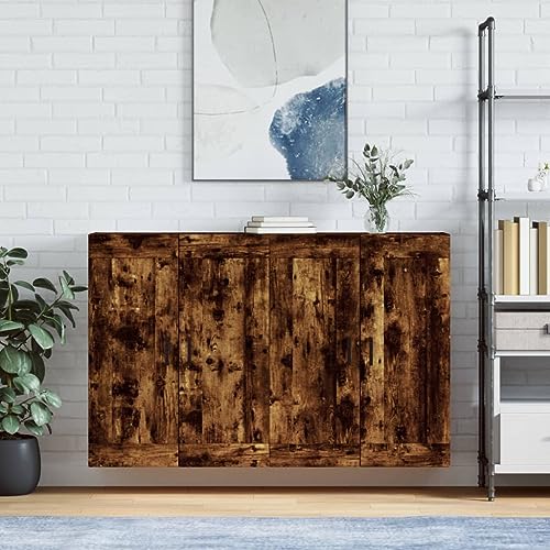 Qnhdfrt 2er Set Wandschrank Räuchereiche 69,5 x 34 x 90 cm Holzwerkstoff & Eisen Wandmontage Modernes Sideboard für Living Room Flur & Büro von Qnhdfrt