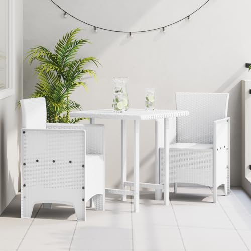 Qnhdfrt 2er Set Weiße Gartenstühle aus Poly Rattan Kunststoff Leicht Modern für Balkon Terrasse Garten Outdoor mit 120kg Tragfähigkeit von Qnhdfrt