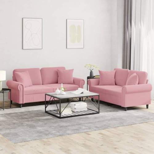 Qnhdfrt 2er Sofa Set 120 & 140 cm Rosa Samt Zweisitzer Couch mit 8 Kissen Robustes Sperrholz-Metallgestell Bequeme Schlafcouch Alternative für Wohnzimmer Jugendzimmer Qnhdfrt 2er Sofa Set 120 & 140 cm Rosa Samt Zweisitzer Couch mit 8 Kissen Robustes Sperrholz-Metallgestell Bequeme Schlafcouch Alternative für Wohnzimmer Jugendzimmer von Qnhdfrt