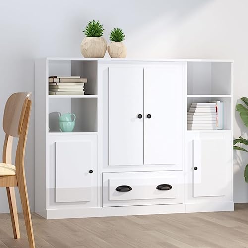 Qnhdfrt 3 STK. Highboard Hochglanz-Weiß Holzwerkstoff Sideboard Schrank Kommode mit viel Stauraum 132 x 35.5 x 103.5 cm für Wohnzimmer Flur Qnhdfrt 3 STK. Highboard Hochglanz-Weiß Holzwerkstoff Sideboard Schrank Kommode mit viel Stauraum 132 x 35.5 x 103.5 cm für Wohnzimmer Flur von Qnhdfrt