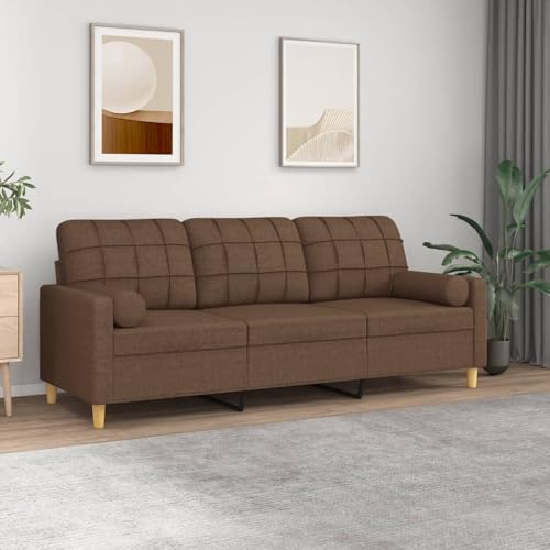 Qnhdfrt 3-Sitzer Sofa Couch Braun 180 cm mit Zierkissen, Modernes Stoffsofa für Wohnzimmer Lounge, Robustes Metallgestell und Bequeme Polsterung Qnhdfrt 3-Sitzer Sofa Couch Braun 180 cm mit Zierkissen, Modernes Stoffsofa für Wohnzimmer Lounge, Robustes Metallgestell und Bequeme Polsterung von Qnhdfrt