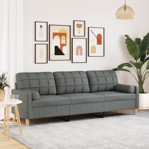 Qnhdfrt 3-Sitzer Sofa Couch Dunkelgrau 210 cm Breit mit Zierkissen Modernes Design für Wohnzimmer Loungebereich Bequem und Robust aus Polyesterstoff Qnhdfrt 3-Sitzer Sofa Couch Dunkelgrau 210 cm Breit mit Zierkissen Modernes Design für Wohnzimmer Loungebereich Bequem und Robust aus Polyesterstoff von Qnhdfrt
