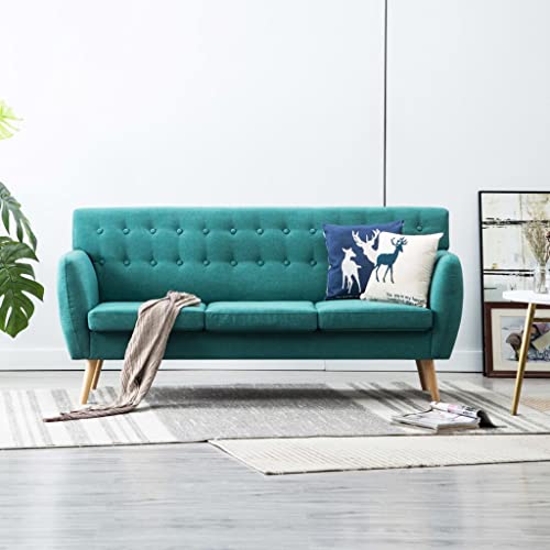 Qnhdfrt 3-Sitzer Sofa Couch Grün 172x70x82 cm Stoff MDF-Rahmen für Wohnzimmer Balkon Lounge mit Kautschukholzbeinen Qnhdfrt 3-Sitzer Sofa Couch Grün 172x70x82 cm Stoff MDF-Rahmen für Wohnzimmer Balkon Lounge mit Kautschukholzbeinen von Qnhdfrt