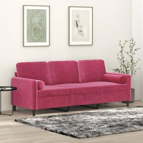 Qnhdfrt 3-Sitzer Sofa Couch in Weinrot aus Samt mit Zierkissen 198 cm Breite Modernes Design Robustes Metallgestell Bequem für Wohnzimmer Lounge Qnhdfrt 3-Sitzer Sofa Couch in Weinrot aus Samt mit Zierkissen 198 cm Breite Modernes Design Robustes Metallgestell Bequem für Wohnzimmer Lounge von Qnhdfrt