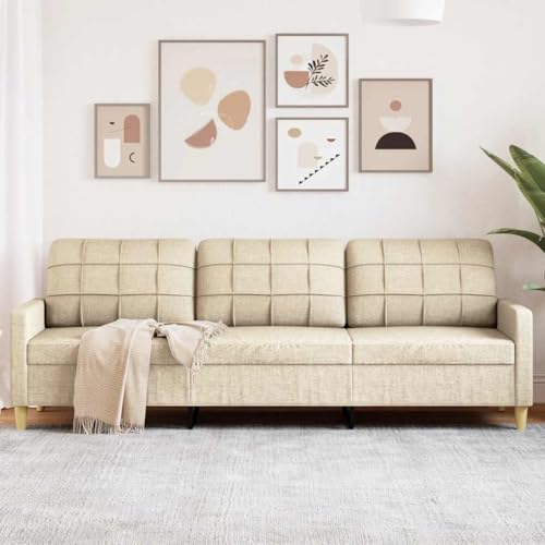Qnhdfrt 3-Sitzer Sofa Creme 210 cm Stoff Couch mit Metallgestell, Bequemes Wohnzimmer Sofa für Lounge und Alltag Qnhdfrt 3-Sitzer Sofa Creme 210 cm Stoff Couch mit Metallgestell, Bequemes Wohnzimmer Sofa für Lounge und Alltag von Qnhdfrt