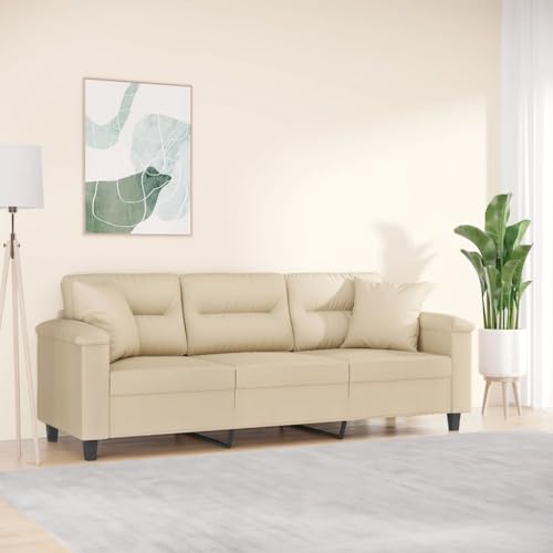 Qnhdfrt 3-Sitzer-Sofa Creme Mikrofasergewebe 180 cm Modernes Design mit Zierkissen für Wohnzimmer Loungebereich Bequem und Langlebig Qnhdfrt 3-Sitzer-Sofa Creme Mikrofasergewebe 180 cm Modernes Design mit Zierkissen für Wohnzimmer Loungebereich Bequem und Langlebig von Qnhdfrt