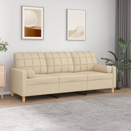 Qnhdfrt 3-Sitzer Sofa Creme mit Zierkissen 180 cm Sitzbreite Modernes Design Strapazierfähiger Stoff für Wohnzimmer Lounge Qnhdfrt 3-Sitzer Sofa Creme mit Zierkissen 180 cm Sitzbreite Modernes Design Strapazierfähiger Stoff für Wohnzimmer Lounge von Qnhdfrt