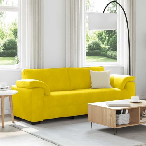 Qnhdfrt 3-Sitzer Sofa Gelb 178 cm Samtstoff Wohnzimmer Couch mit gepolsterten Sitzkissen und Metallbeinen für Entspannung Qnhdfrt 3-Sitzer Sofa Gelb 178 cm Samtstoff Wohnzimmer Couch mit gepolsterten Sitzkissen und Metallbeinen für Entspannung von Qnhdfrt