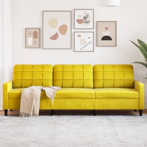 Qnhdfrt 3-Sitzer Sofa Gelb 210 cm Samt Weich Bequem Modern mit Robustem Metallgestell für Wohnzimmer Lounge von Qnhdfrt