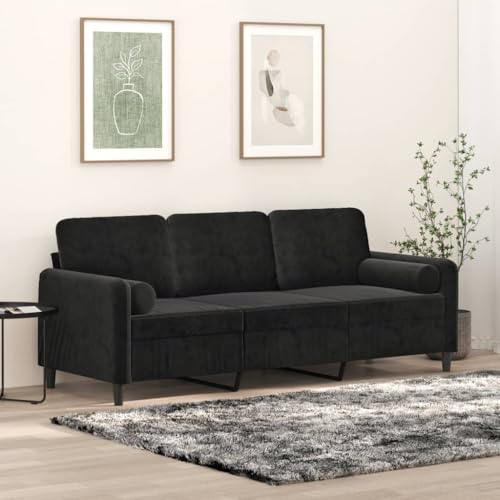Qnhdfrt 3-Sitzer-Sofa Schwarz Samt 180 cm Modernes Design mit Zierkissen Robustes Metallgestell Bequem für Wohnzimmer Lounge Qnhdfrt 3-Sitzer-Sofa Schwarz Samt 180 cm Modernes Design mit Zierkissen Robustes Metallgestell Bequem für Wohnzimmer Lounge von Qnhdfrt