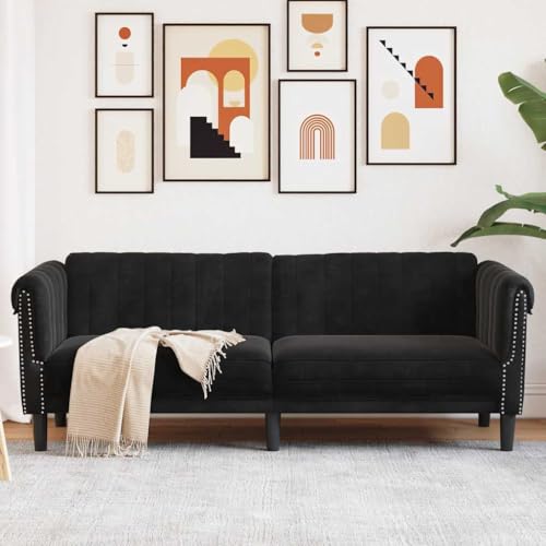 Qnhdfrt 3-Sitzer Sofa Schwarz Samt Modernes Design mit hohem Komfort für Wohnzimmer Lounge und gemütliche Entspannung Größe 203 cm Qnhdfrt 3-Sitzer Sofa Schwarz Samt Modernes Design mit hohem Komfort für Wohnzimmer Lounge und gemütliche Entspannung Größe 203 cm von Qnhdfrt