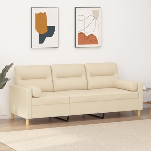 Qnhdfrt 3-Sitzer Sofa Stoff Creme 180 cm mit Zierkissen Modernes Design Robustes Metallgestell Bequem für Wohnzimmer Lounge Qnhdfrt 3-Sitzer Sofa Stoff Creme 180 cm mit Zierkissen Modernes Design Robustes Metallgestell Bequem für Wohnzimmer Lounge von Qnhdfrt