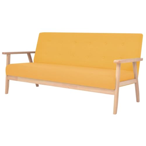 Qnhdfrt 3-Sitzer Sofa Stoff Gelb Bequemes Relaxsofa mit Massivholzrahmen Skandinavisches Design Einfache Montage für Wohnzimmer Entspannung – 158x67x73,5 cm Qnhdfrt 3-Sitzer Sofa Stoff Gelb Bequemes Relaxsofa mit Massivholzrahmen Skandinavisches Design Einfache Montage für Wohnzimmer Entspannung – 158x67x73,5 cm von Qnhdfrt