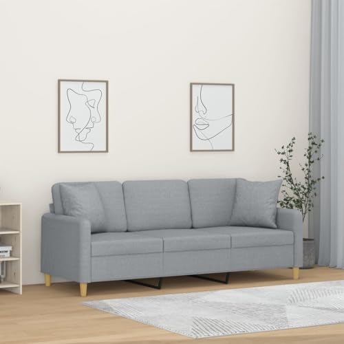 Qnhdfrt 3-Sitzer Sofa Stoff Hellgrau 180 cm Modernes Design mit Dekokissen Robustes Metallgestell für Wohnzimmer Qnhdfrt 3-Sitzer Sofa Stoff Hellgrau 180 cm Modernes Design mit Dekokissen Robustes Metallgestell für Wohnzimmer von Qnhdfrt
