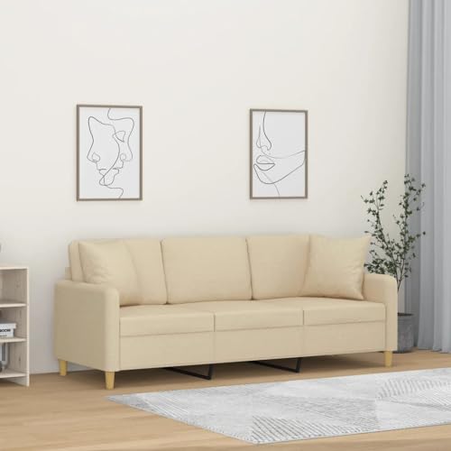 Qnhdfrt 3-Sitzer Sofa in Creme Stoff 180 cm mit Zierkissen Modernes Design Robustes Metallgestell für Wohnzimmer Lounge und Entspannung Qnhdfrt 3-Sitzer Sofa in Creme Stoff 180 cm mit Zierkissen Modernes Design Robustes Metallgestell für Wohnzimmer Lounge und Entspannung von Qnhdfrt