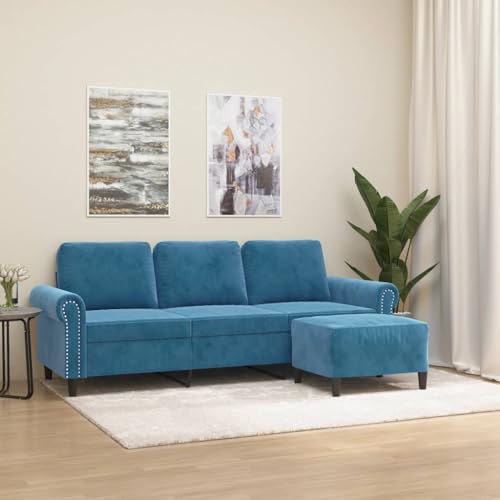Qnhdfrt 3-Sitzer Sofa mit Hocker Blau 180 cm Samt Modernes Design Robust und Bequem für Wohnzimmer Entspannung Qnhdfrt 3-Sitzer Sofa mit Hocker Blau 180 cm Samt Modernes Design Robust und Bequem für Wohnzimmer Entspannung von Qnhdfrt