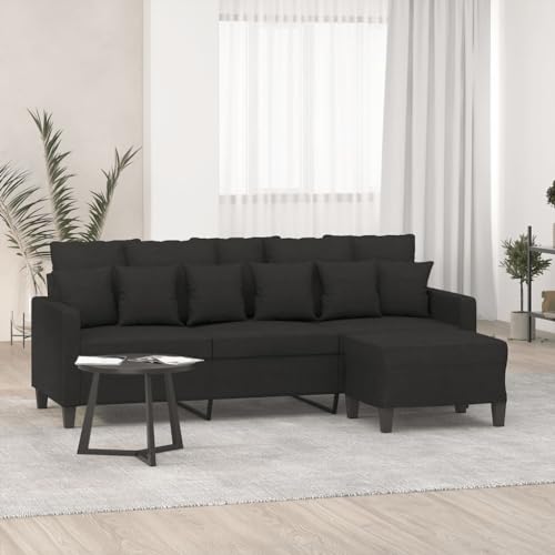Qnhdfrt 3-Sitzer Sofa mit Hocker Schwarz 180 cm Stoff Couch für Wohnzimmer Balkon Kompaktes Design mit bequemer Sitzfläche und vielseitigem Hocker Qnhdfrt 3-Sitzer Sofa mit Hocker Schwarz 180 cm Stoff Couch für Wohnzimmer Balkon Kompaktes Design mit bequemer Sitzfläche und vielseitigem Hocker von Qnhdfrt