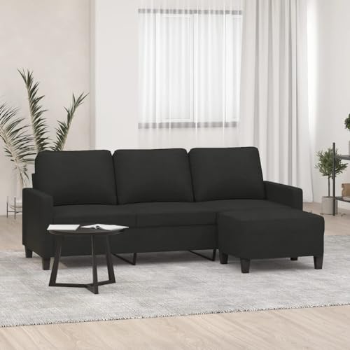 Qnhdfrt 3-Sitzer-Sofa mit Hocker Schwarz 180 cm Stoff Modernes Design Bequemes Sitzgefühl Robuste Konstruktion für Wohnzimmer Balkon und Esszimmer von Qnhdfrt