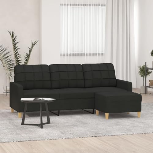 Qnhdfrt 3-Sitzer Sofa mit Hocker Stoff Schwarz 180 cm Breit für Wohnzimmer Lounge und Balkon Modernes Design Robust Qnhdfrt 3-Sitzer Sofa mit Hocker Stoff Schwarz 180 cm Breit für Wohnzimmer Lounge und Balkon Modernes Design Robust von Qnhdfrt