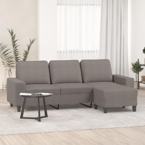 Qnhdfrt 3-Sitzer Sofa mit Hocker Taupe 180 cm Stoff Modernes Design Robust und Bequem für Wohnzimmer Loungebereich von Qnhdfrt