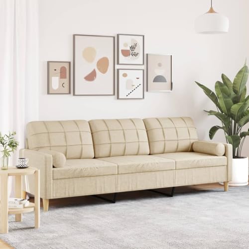 Qnhdfrt 3-Sitzer Sofa mit Zierkissen in Creme 210 cm Sitzbreite aus Weichem Polyester Stoff Robustes Metallgestell Bequem für Wohnzimmer und Loungebereich Qnhdfrt 3-Sitzer Sofa mit Zierkissen in Creme 210 cm Sitzbreite aus Weichem Polyester Stoff Robustes Metallgestell Bequem für Wohnzimmer und Loungebereich von Qnhdfrt